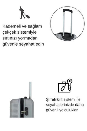Orta Boy Valiz 4x2 Teker Gri 1451