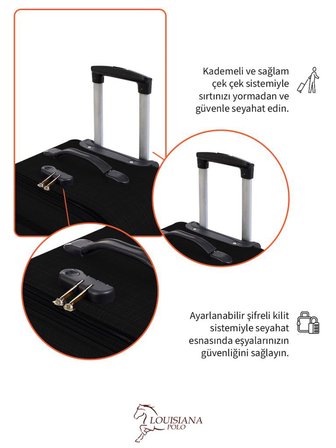 Kabin Boy 4 Teker Kumaş Valiz Siyah 1081