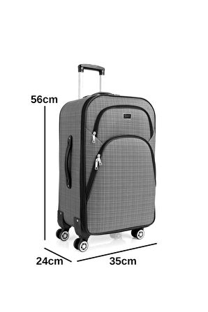Kabin Boy 4 Teker Kumaş Valiz Gri 1081