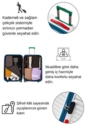 Kabin Boy %100 Polikarbon Valiz 4x2 Teker Beyaz 1088