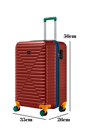 Kabin Boy %100 Polikarbon Valiz 4x2 Teker Bordo 1088