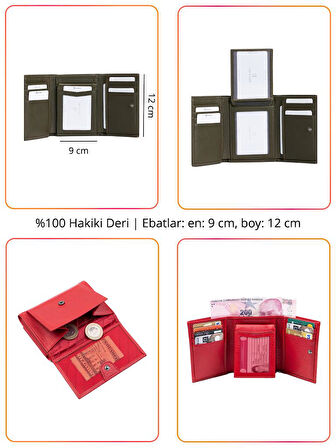 Grande Hakiki Deri Kadın Cüzdan Kırmızı 2632