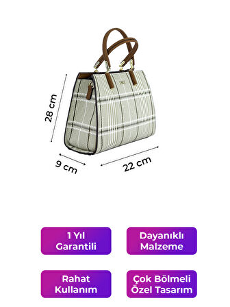 Kriste Bell Kadın Çanta Ekose - Bej 7406-E