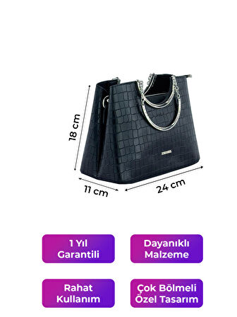 Kriste Bell Kadın Çanta Kroko Siyah 7140