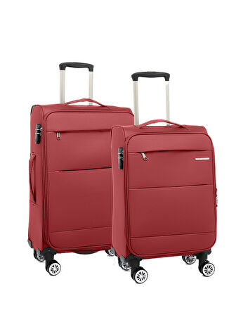 Louisiana Polo 2'li Valiz Seti Büyük ve Orta Boy Lüx Kumaş Valiz Bordo 2082