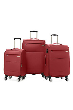 Louisiana Polo 3'lü Valiz Seti Lüx Kumaş Valiz Bordo 2082