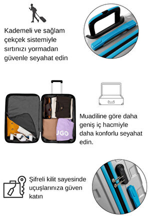 Kabin Boy Valiz 4x2 Teker Gri 1167