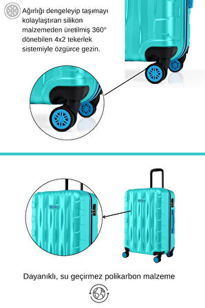 Orta Boy Valiz 4x2 Teker Su Yeşili 1167
