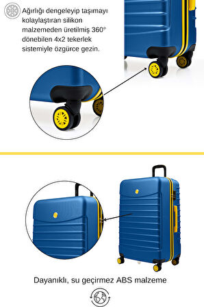 Büyük Boy Valiz 4x2 Teker Lacivert 1168