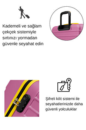 Büyük Boy Valiz 4x2 Teker Pembe 1168