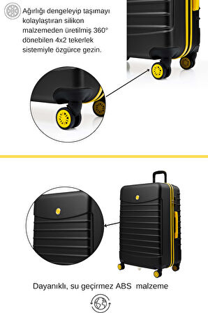 Büyük Boy Valiz 4x2 Teker Siyah 1168