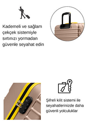 Kabin Boy Valiz 4x2 Teker Altın 1168