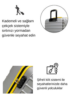Kabin Boy Valiz 4x2 Teker Gri 1168