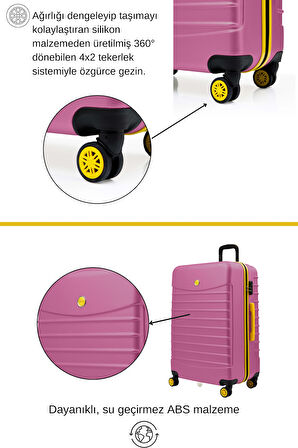 Orta Boy Valiz 4x2 Teker Pembe 1168