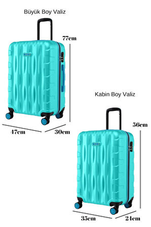 2'li Valiz Seti Büyük Boy - Kabin Boy Su Yeşili 1167