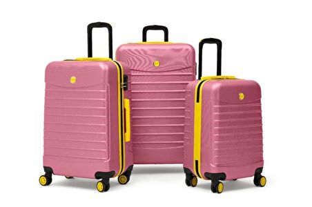3'lü Valiz Seti Büyük Boy - Orta Boy - Kabin Boy Pembe 1168