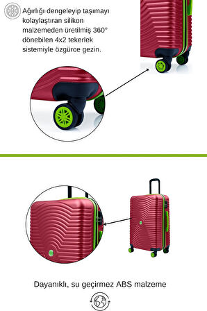 Büyük Boy Valiz 4x2 Teker Bordo 1169
