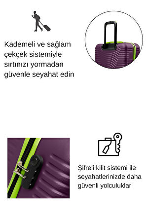 2'li Valiz Seti Büyük Boy - Kabin Boy Mor 1169
