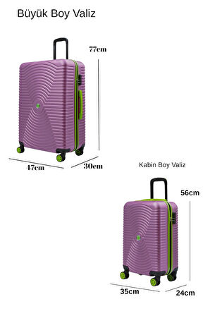 2'li Valiz Seti Büyük Boy - Kabin Boy Rose 1169