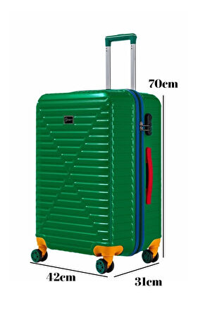Orta Boy %100 Polikarbon Valiz 4x2 Teker Yeşil 1088