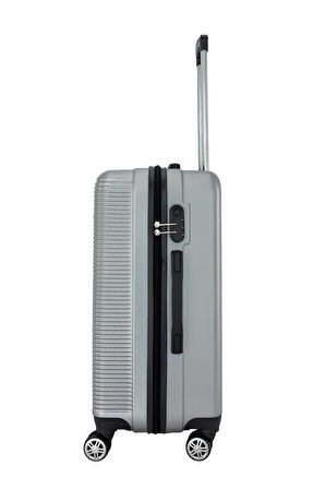 3'lü Valiz Seti ABS Valiz 4x2 Teker Gri 1451