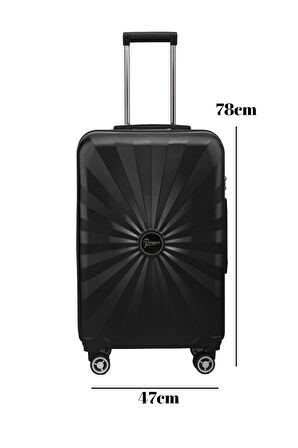 Büyük Boy %100 Polikarbon Valiz 4x2 Teker Siyah 1809