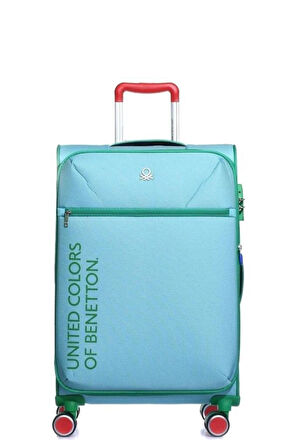 United Colors Of Benetton Ultra Light Hafif  Kumaş 2'li Valiz Seti Orta Boy - Kabin Boy Aqua BNT2100