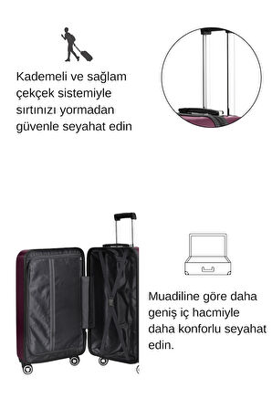 Kabin Boy %100 Polikarbon Valiz 4x2 Teker Bordo 1809