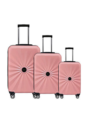 3'lü Valiz Seti Polikarbon Valiz 4x2 Teker Rose 1809
