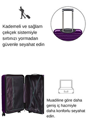 Büyük Boy %100 Polikarbon Valiz Mürdüm 1811