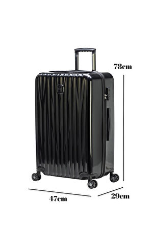 Büyük Boy %100 Polikarbon Valiz Parlak Siyah 1815