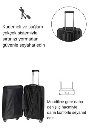 Kabin Boy %100 Polikarbon Valiz Parlak Siyah 1810