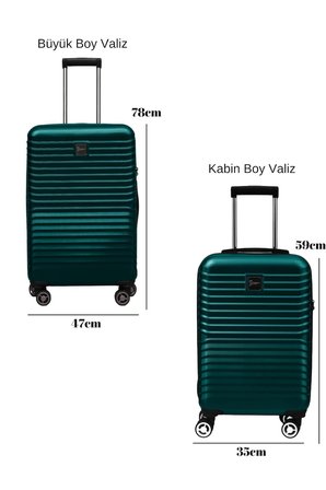 2'li Valiz Seti Polikarbon Büyük Boy – Kabin Boy Valiz Petrol 1811