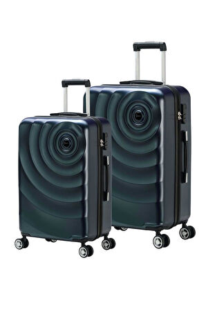 2'li Valiz Seti Polikarbon Büyük Boy – Orta Boy Valiz Petrol 1808