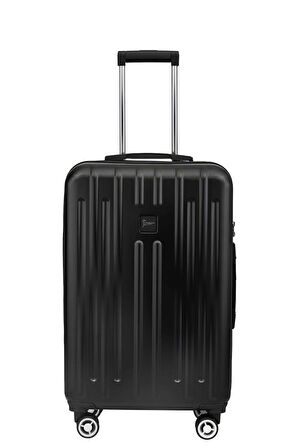 3'lü Valiz Seti Polikarbon Valiz 4x2 Teker Parlak Siyah 1810