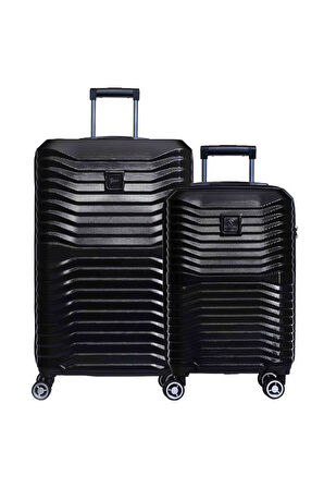 2'li Valiz Seti Polikarbon Orta Boy - Kabin Boy Valiz Siyah 1819