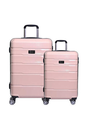 2'li Valiz Seti Polikarbon Orta Boy - Kabin Boy Valiz Pudra 1807