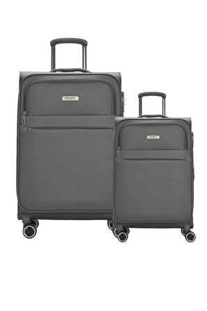 Pierre Cardin 2'li Valiz Seti Büyük Ve Kabin Boy Lüx Kumaş Valiz Antrasit 04pc6000