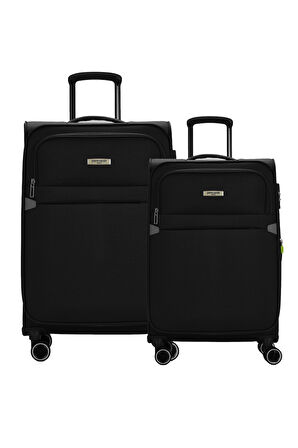 Pierre Cardin 2'li Valiz Seti Büyük Ve Orta Boy Lüx Kumaş Valiz Siyah 04pc6000
