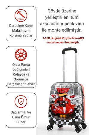 Lisanslı Hot Wheels Policarbon Çocuk Valizi Kırmızı 2988