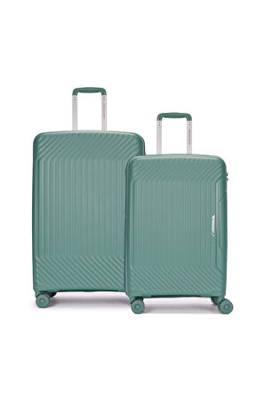 Benetton 2'li Set Büyük Ve Orta Boy %100 Polipropilen Valiz Yeşil 14Bnt8001