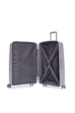 Benetton 3'lü Set Büyük Orta Ve Kabin Boy %100 Polipropilen Valiz Açık Gri 14Bnt8001