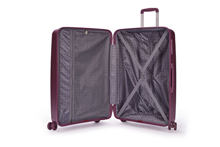 Benetton 2'li Set Orta Ve Kabin Boy %100 Polipropilen Valiz Bordo 14Bnt8002