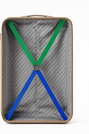 Benetton 2'li Set Orta Ve Kabin Boy %100 Polipropilen Valiz Bej 14Bnt8001