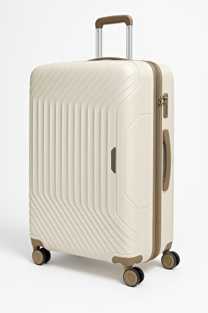 Benetton 3'lü Set Büyük Orta Ve Kabin Boy %100 Polipropilen Valiz Bej 14Bnt8001