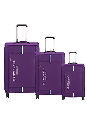 U.S. Polo Assn. 3'lü Valiz Seti Lüx Kumaş Valiz Mor 24030