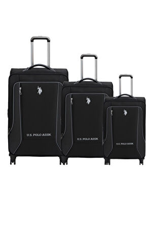 U.S. Polo Assn. 3'lü Valiz Seti Lüx Kumaş Valiz Siyah 24020