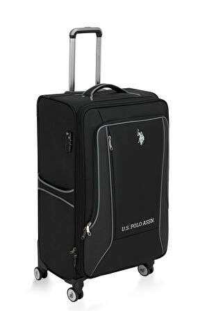 U.S. Polo Assn. 2'li Valiz Seti Büyük ve Orta Boy Lüx Kumaş Valiz Siyah 24020