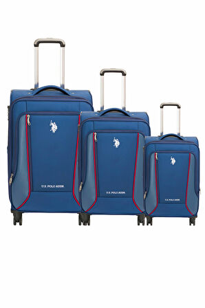 U.S. Polo Assn. 3'lü Valiz Seti Lüx Kumaş Valiz Lacivert 24019