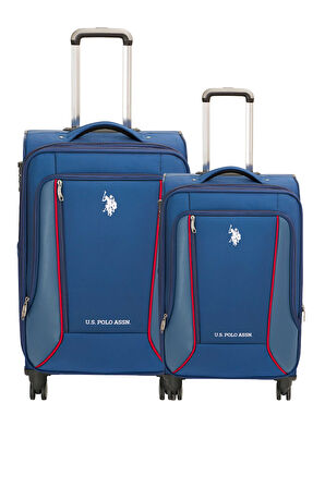 U.S. Polo Assn. 2'li Valiz Seti Büyük ve Orta Boy Lüx Kumaş Valiz Lacivert 24019